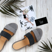 Шльопанці з замші сірого кольору Арт. 10-7