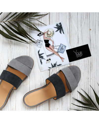 Шльопанці з замші сірого кольору Арт. 10-7