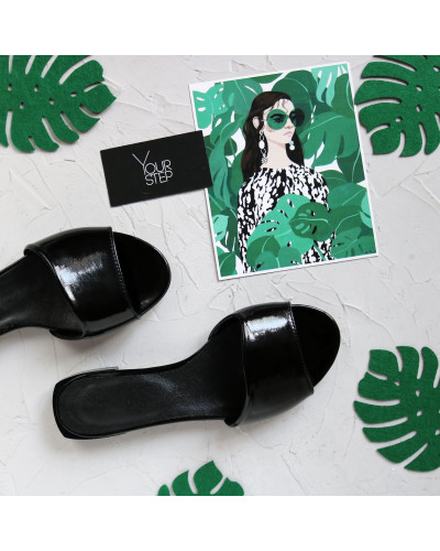 Чорні лакові шльопанці Арт. 10-26/33