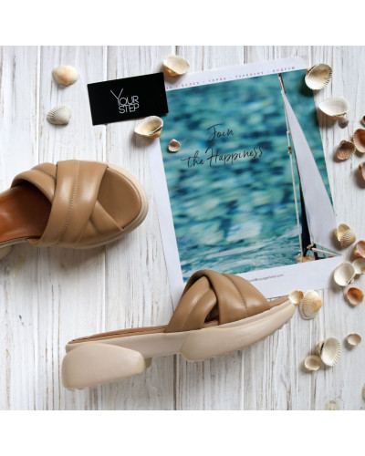 Шльопанці з карамельної шкіри Арт. 10-25/194