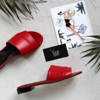 Шльопанці з червоної шкіри Арт. 10-27/33