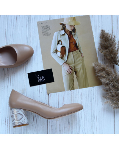 Туфли из карамельной кожи на обтяжном каблуке Арт. 605-4/45Ок