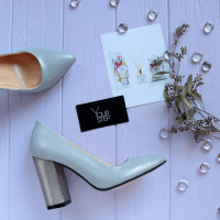 Туфлі-човники зі шкіри сірого цвіту Арт. 35-1/42 Serebro