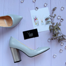 Туфлі-човники зі шкіри сірого цвіту Арт. 35-1/42 Serebro