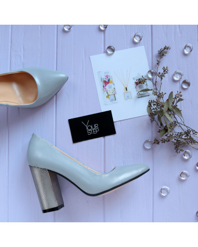 Туфлі-човники зі шкіри сірого цвіту Арт. 35-1/42 Serebro