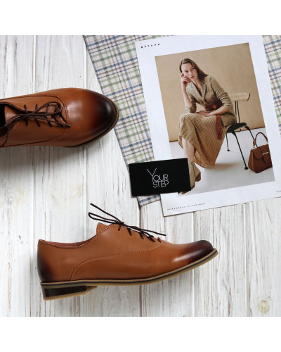 Туфли из рыжей кожи с эффектом потертости  Арт. 05-6/12