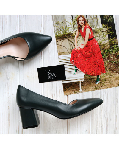 Туфлі-човники з темно-зеленої шкіри Арт. 657-2/47Ок