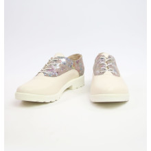 Туфли из бежевой кожи с цветочным принтом Арт. 05-6/129