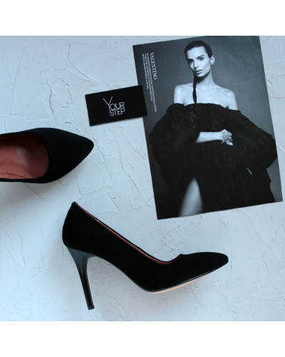 Туфлі-човники з чорної замші Арт. 35-1