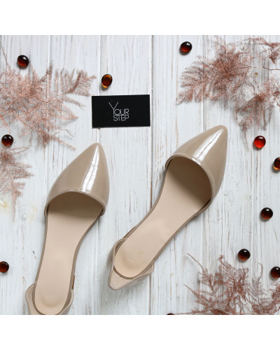 Бежеві лакові балетки з гострим носом Арт.: 17-1