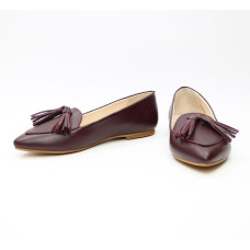 Бордові шкіряні балетки з китицями — глибокий колір і комфорт (Арт. 17‑7К)