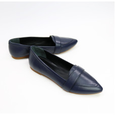 Шкіряні балетки з гострим носком в синьому відтінку — стиль і комфорт щодня (Арт. 17‑7П)