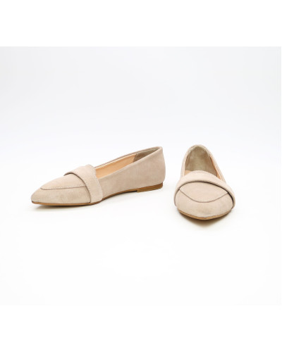 Замшевые балетки с острым носком в персиковом цвете (Арт.17-7П)