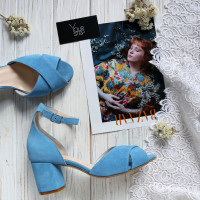 Босоніжки з блакитної замші Арт. 605-10/45Ок