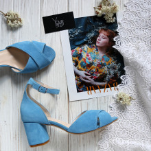 Босоніжки з блакитної замші Арт. 605-10/45Ок