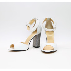 Босоніжки білого кольору на підборах Арт. 95-6/42Serebro