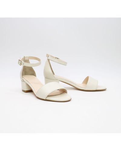 Босоніжки з бежевої шкіри на підборах Арт.: 615-3/415-32Ок