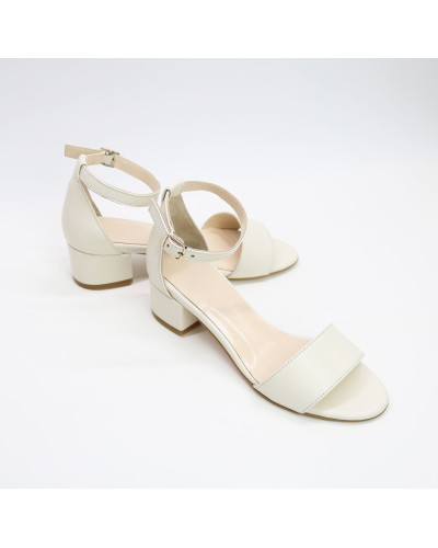 Босоніжки з бежевої шкіри на підборах Арт.: 615-3/415-32Ок