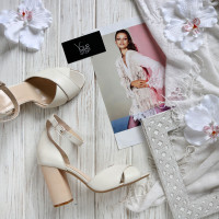 Босоніжки з бежевої шкіри на підборах Арт. 95-12/42