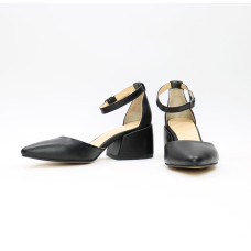 Босоніжки з чорної шкіри з гострим носом Арт. 657-4/w324Ок