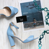 Босоніжки з блакитної шкіри Арт. 95-11/24Ок