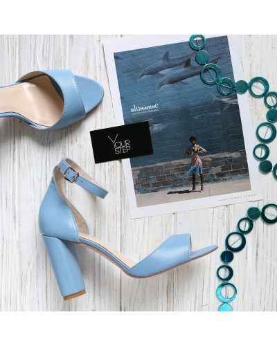 Босоніжки з блакитної шкіри Арт. 95-11/24Ок