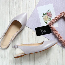 Жіночі слінгбеки з лілової шкіри з блискітками — стильний блиск літа 2026 (Арт. 17‑5)