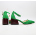 Босоножки из велюра ярко-зеленого цвета на обтяжном каблуке с острым носиком Арт. 657-4/w324Ок
