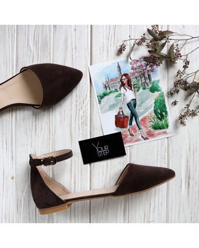 Босоніжки кольору шоколад з гострим носом Арт.: 17-3