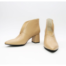 Ботильоны с глубоким вырезом из карамельной кожи на обтяжном каблуке Арт. 657-6/47Ок