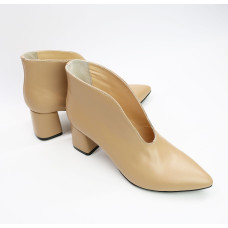 Ботильоны с глубоким вырезом из карамельной кожи на обтяжном каблуке Арт. 657-6/47Ок