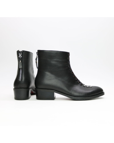 Ботинки из черной кожи с фурнитурой Арт. 306-6