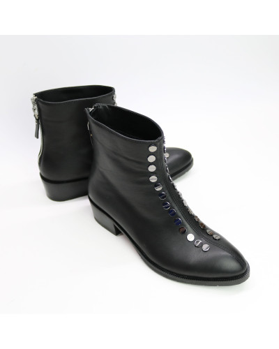 Ботинки из черной кожи с фурнитурой Арт. 306-6