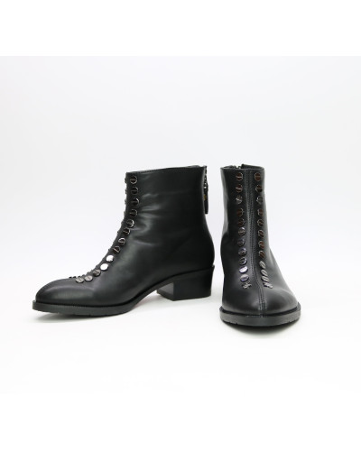 Ботинки из черной кожи с фурнитурой Арт. 306-6