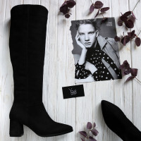 Класичні чоботи із чорного нубуку Арт. 657-14/47Ок