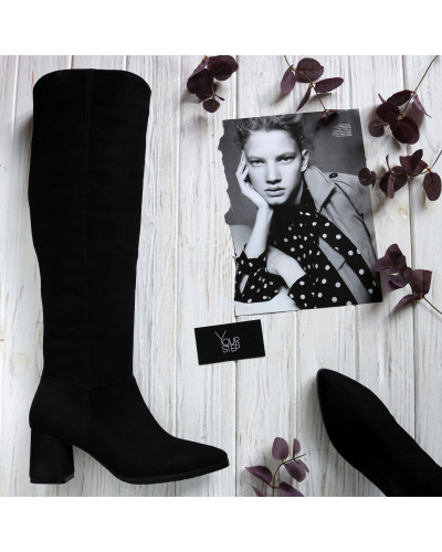 Класичні чоботи із чорного нубуку Арт. 657-14/47Ок