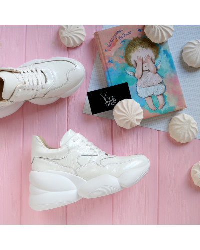 Білі лакові кросівки Арт. 218-1/21061