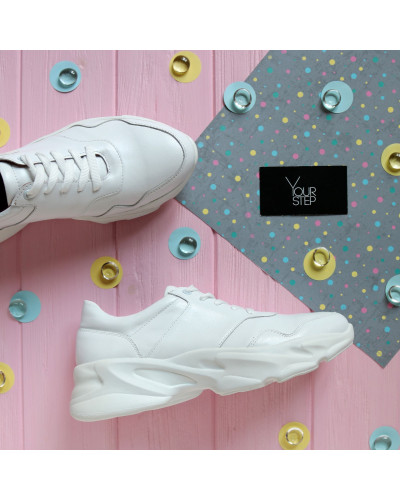 Кросівки із білої шкіри Арт. Kr-4/188