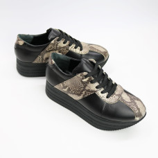 Кросівки із чорної шкіри Арт. Kr-1/21873