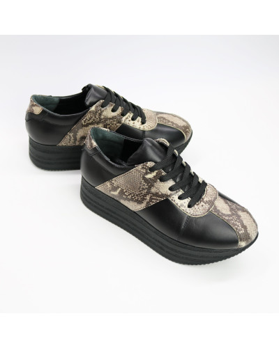 Кросівки із чорної шкіри Арт. Kr-1/21873