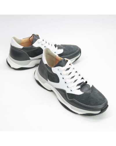 Кроссовки серого цвета с белыми вставками Арт. Om-1(Крос3)