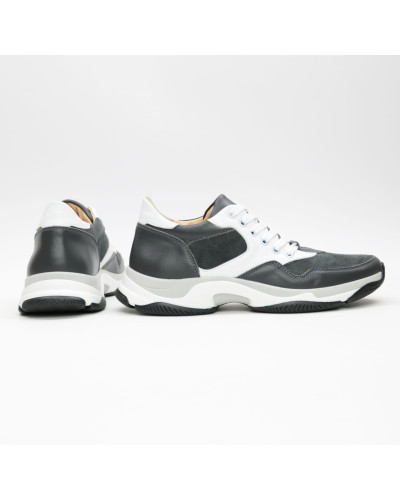 Кроссовки серого цвета с белыми вставками Арт. Om-1(Крос3)