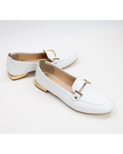 Білі шкіряні лофери Арт. 156-1/33-2578