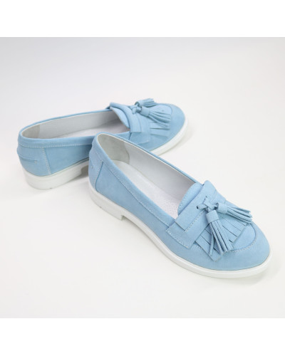 Блакитні  замшеві лофери Арт. 05-15(Ms)