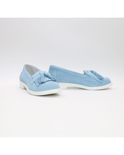 Блакитні  замшеві лофери Арт. 05-15(Ms)