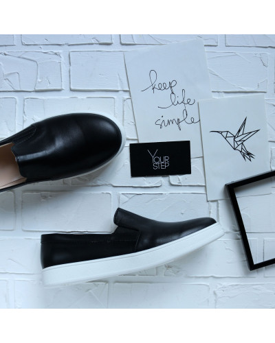 Мокасини із чорної шкіри Арт. Em-3