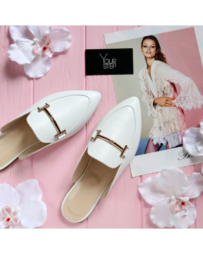 Мюлі із білої шкіри Арт. 17-9-2578