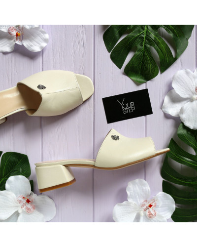 Бежеві мюлі на підборах Арт. 456-2/53Ок