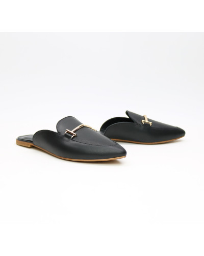 Мюлі із чорної шкіри з гострим носом Арт. 17-9-2578