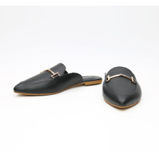 Мюлі із чорної шкіри з гострим носом Арт. 17-9-2578